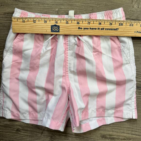 Janie & Jack Swim Boys Size 6 Striped White Pink Drawstring Pockets Summer Pool - Picture 8 of 12